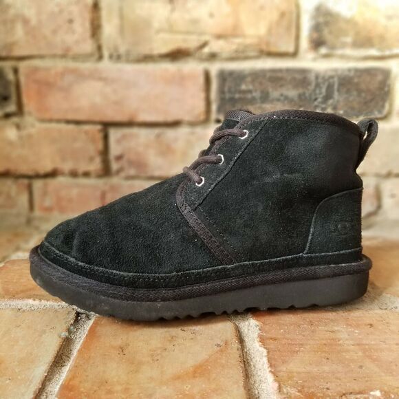 UGG Neumel II Suede Triple Black Lace Up Sheepskin Boots Kids Size 3
